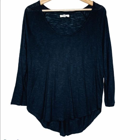 Madewell Burnout Basic Tee Loose Relaxed Solid High Low 3/4 Sleeve Top - Picture 3 of 6